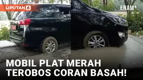 VIDEO: Duh! Mobil Dinas Plat Merah Kadispora Lubuklinggau Terobos Jalan Cor Basah