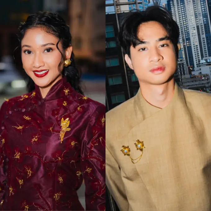 Claresta Taufan dan Devano Danendra saat hadir di World Premier Film Pangku di Busan International Film. [@armanfebryan]