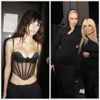 Melihat gaya Gigi Hadid dan mantan kekasih Leonardo DiCaprio, siapa yang lebih keren? (instagram/donatellaversace-camilamorrone)