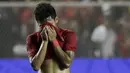 Striker Timnas Indonesia U-22, Osvaldo Haay, tampak kecewa usai dikalahkan Vietnam U-22 pada laga final SEA Games 2019 di Stadion Rizal Memorial, Manila, Selasa (10/12). Indonesia kalah 0-3 dari Vietnam. (Bola.com/M Iqbal Ichsan)