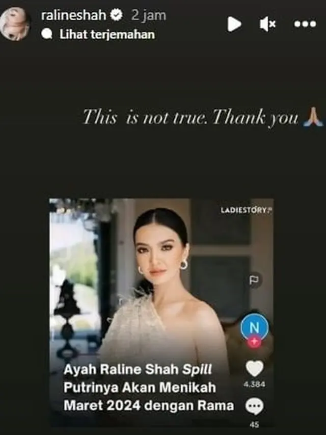 Raline Shah bantah akan menikah Maret 2024 (Instagram/ralineshah)