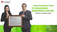 Pencatatan perdana saham PT Rohartindo Nusantara Luas Tbk (TOOL) pada Selasa, 9 Agustus 2022. (Foto: BEI)