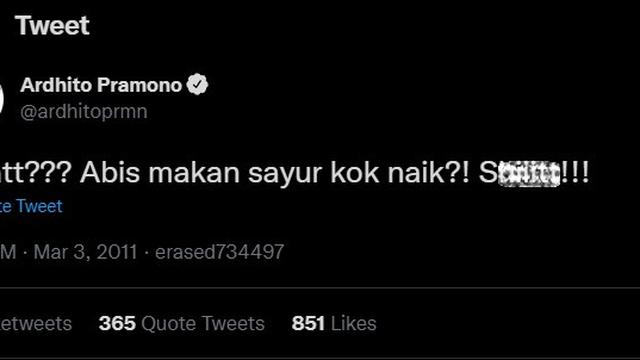 Cuitan lama Ardhito Pramono viral lagi. (Tangkapan layar Twitter/ ardhitoprmn)
