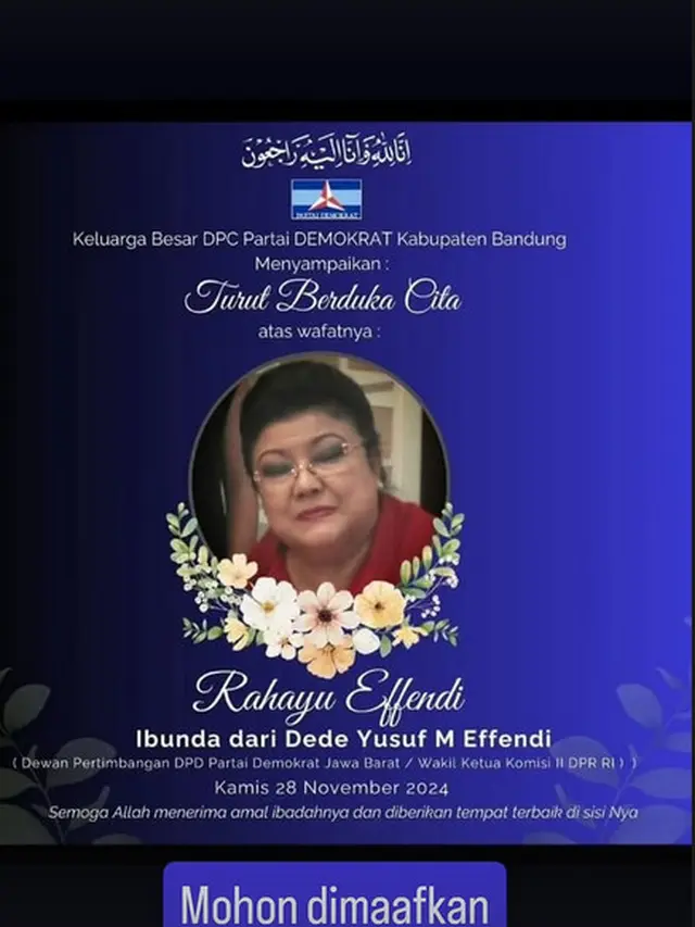 Ibunda Dede Yusuf meninggal dunia. (Instagram/ ddyusuf66)