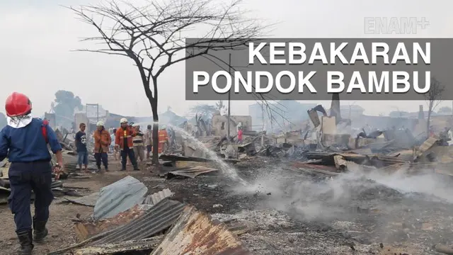 Akibat ledakan kompor di sebuah rumah kontrakan puluhan bangunan di Pondok Bambu hangus terbakar. 