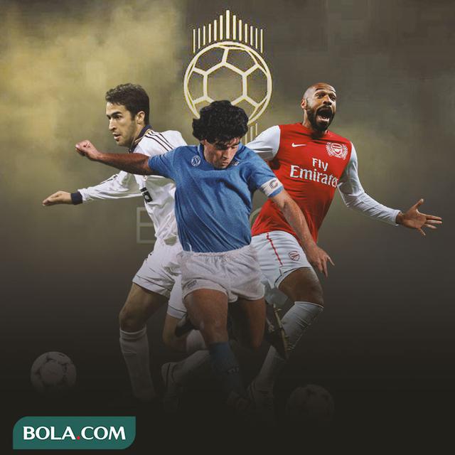 Ilustrasi - Raul Gonzales, Diego Maradona, Thierry Henry