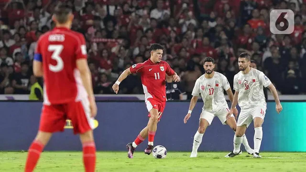 Babak Pertama Usai, Timnas Indonesia Unggul 1-0 atas Bahrain