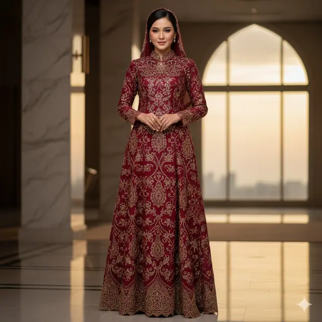 Warna Gamis Brokat Elegan 2025 yang Lagi Trend (Image by Gemini AI)