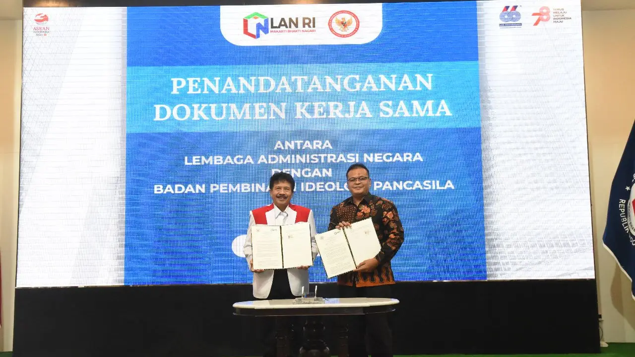 Penandatanganan Dokumen Kerja Sama antara Lembaga Administrasi Negara (LAN) dengan Badan Pembinaan Ideologi Pancasila (BPIP)