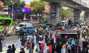 Demo di depan Gedung Kejaksaan Agung (Kejagung), Jakarta Selatan, Jumat (24/7/2026). (Liputan6.com/Ady Anugrahadi)