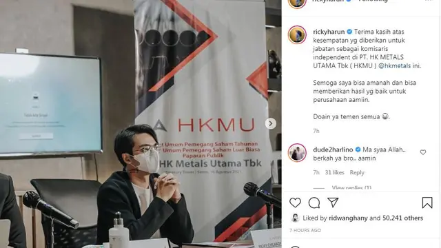 Ricky Harun dipercaya menjadi komisaris independen PT HK Metals Utama (HKMHU)