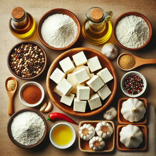 illustrasi bahan-bahan tahu krispy