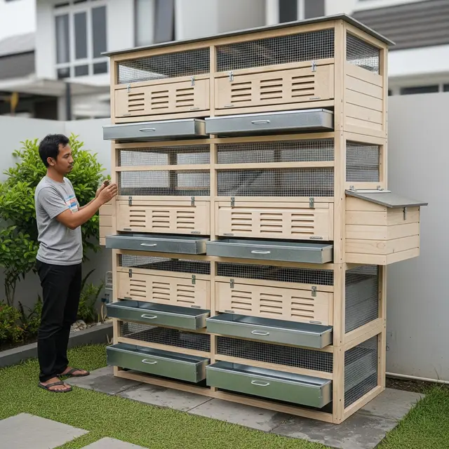 Kandang ayam Model Kabinet Vertikal Bertingkat (Gemini AI)