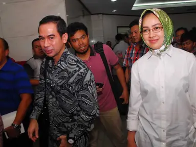 Wali kota Tangerang Selatan Airin Rachmi Diany hadiri sidang pembelaan (pledoi) suaminya (Liputan6.com/Miftahul Hayat)