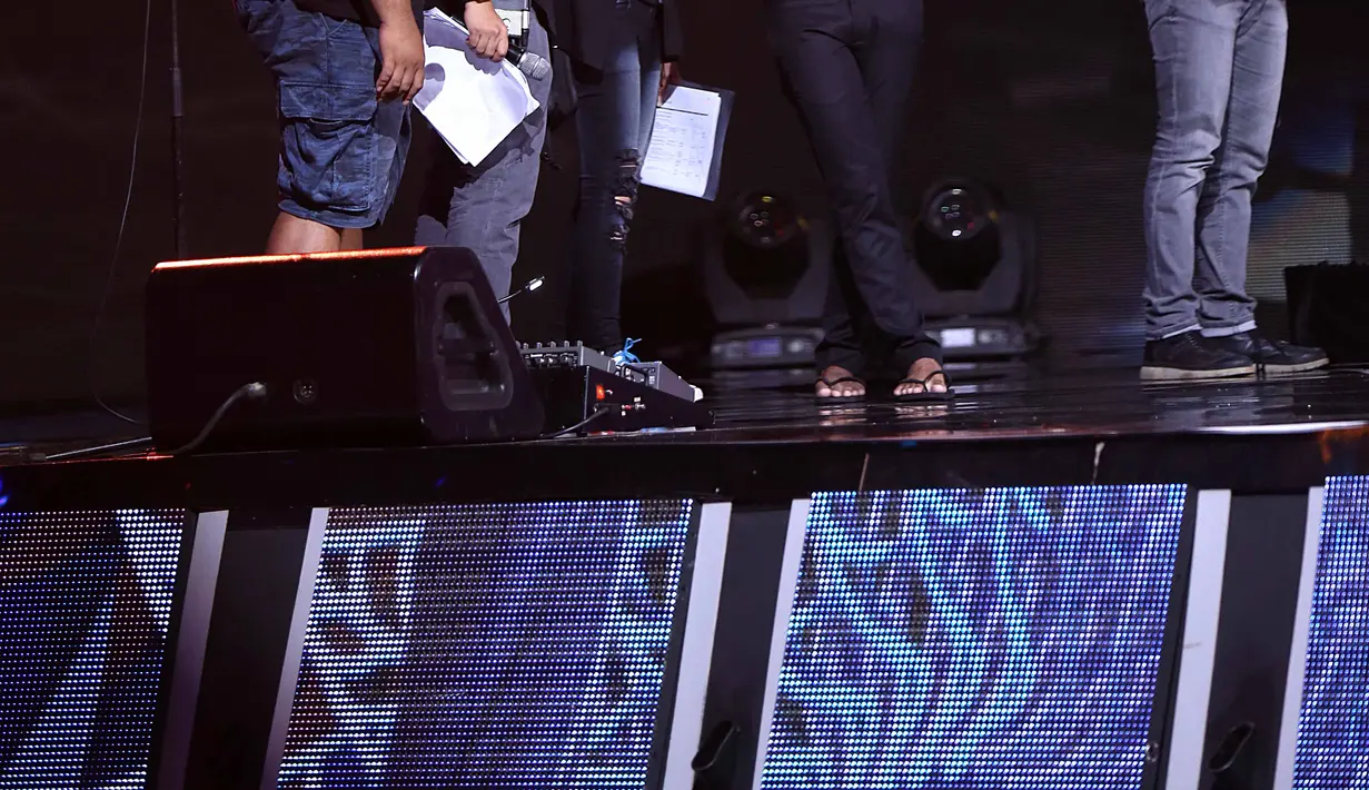 Slank saat menjalani gladi resik di Jakarta Convention Center, Senayan, Rabu (11/1/2017). Sebelum tampil dalam malam puncak HUT Indosiar yang ke-22. (Nurwahyunan/Bintang.com)