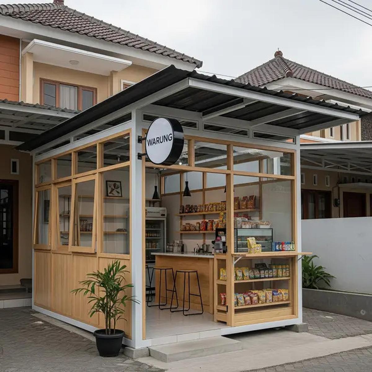 7 Desain Warung Baja Ringan Sederhana Depan Rumah, Praktis dan Tahan Lama