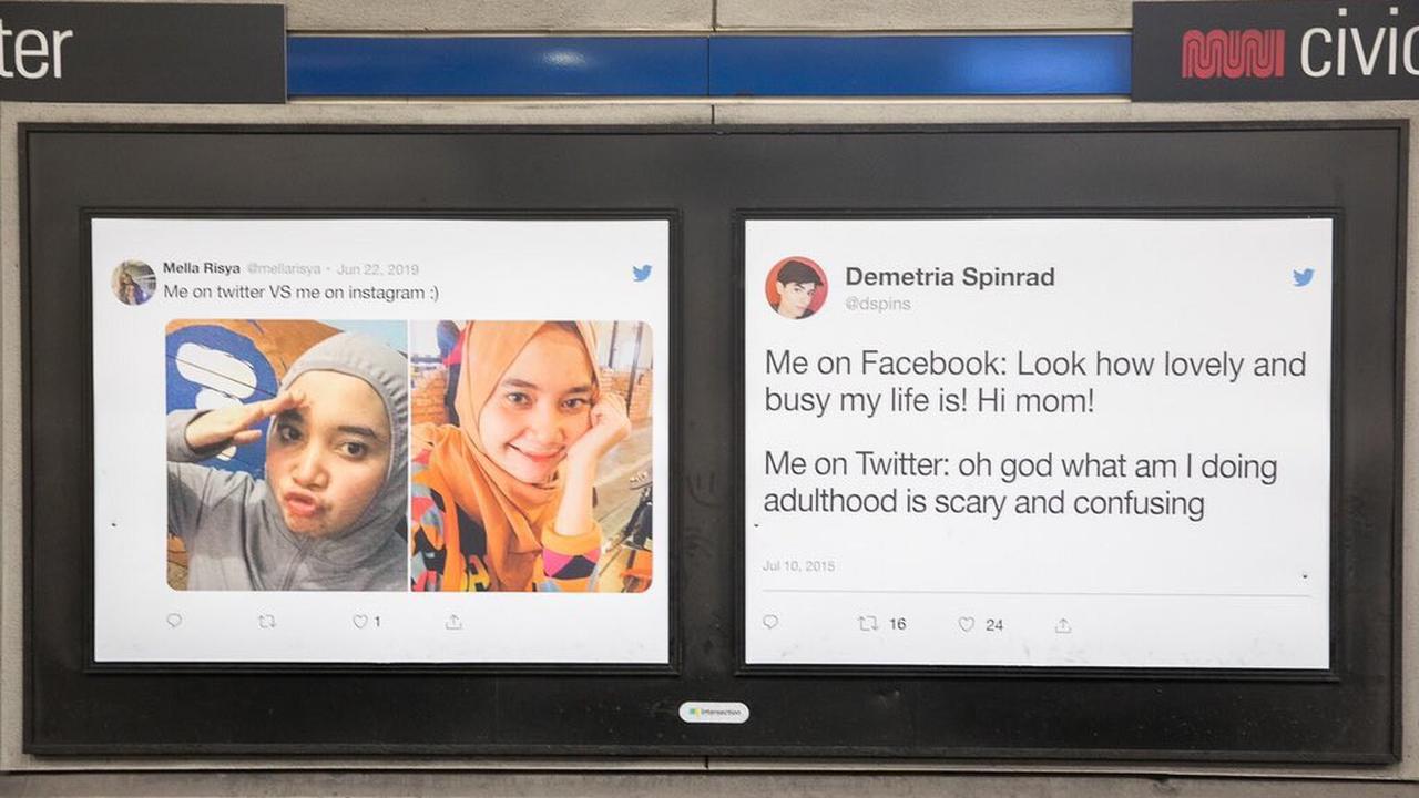 Twit Dipajang di Stasiun Kereta Amerika