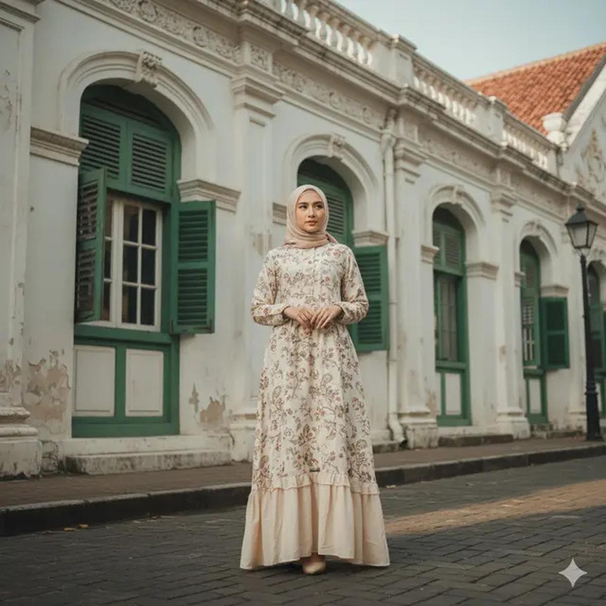 9 Gamis Batik Kombinasi Kain Polos Cocok untuk Pesta, Elegan Saat Kondangan