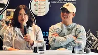 Pasangan Olivia Allan dan Denny Sumargo menghadiri jumpa pers pengumuman kerja sama antara brand produk anak dan bayi, Cessa, dengan Rumah Sakit Bunda di Jakarta, 27 November 2025. (Liputan6.com/Asnida Riani)