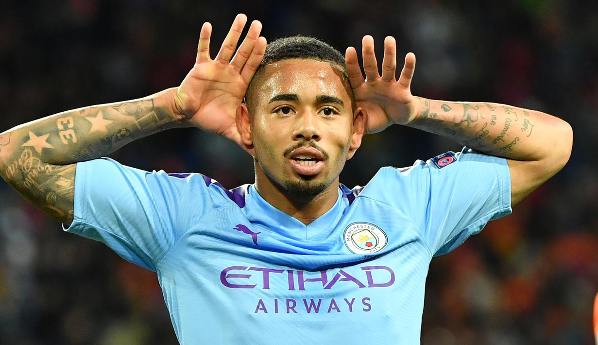 9. Gabriel Jesus (Manchester City / 9 Gol dari 16 laga Liga Champions) - Bomber asal Brasil ini belum mampu menghentikan dominasi Sergio Aguero tapi bakatnya terus berkembang dengan mencetak banyak gol. (AFP/Sergei Supinsky)