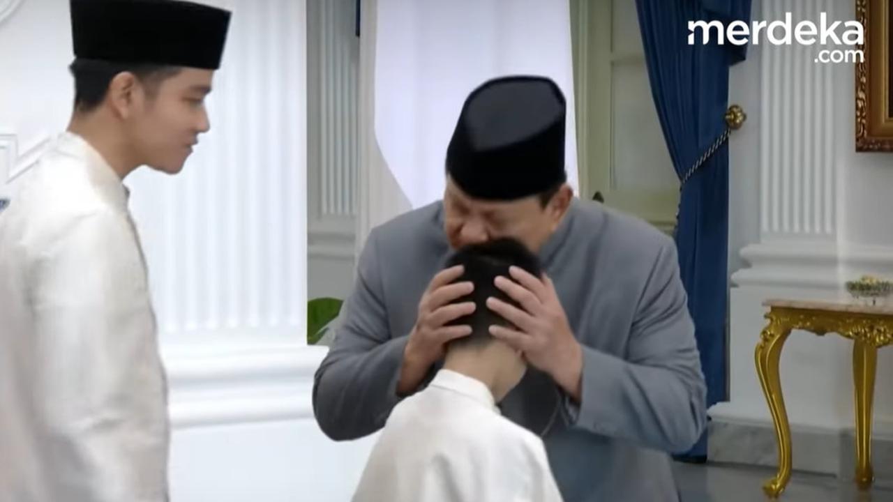 VIDEO: Momen Hangat Prabowo Mencium Kepala Jan Ethes & La Lembah Anak Gibran