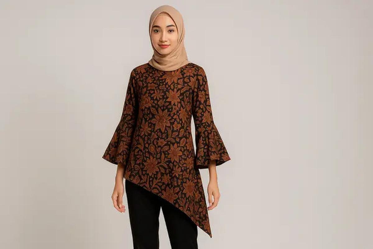 7 Model Atasan Batik Wanita Blouse Asimetris, Bikin Gaya ke Kantor Makin Elegan