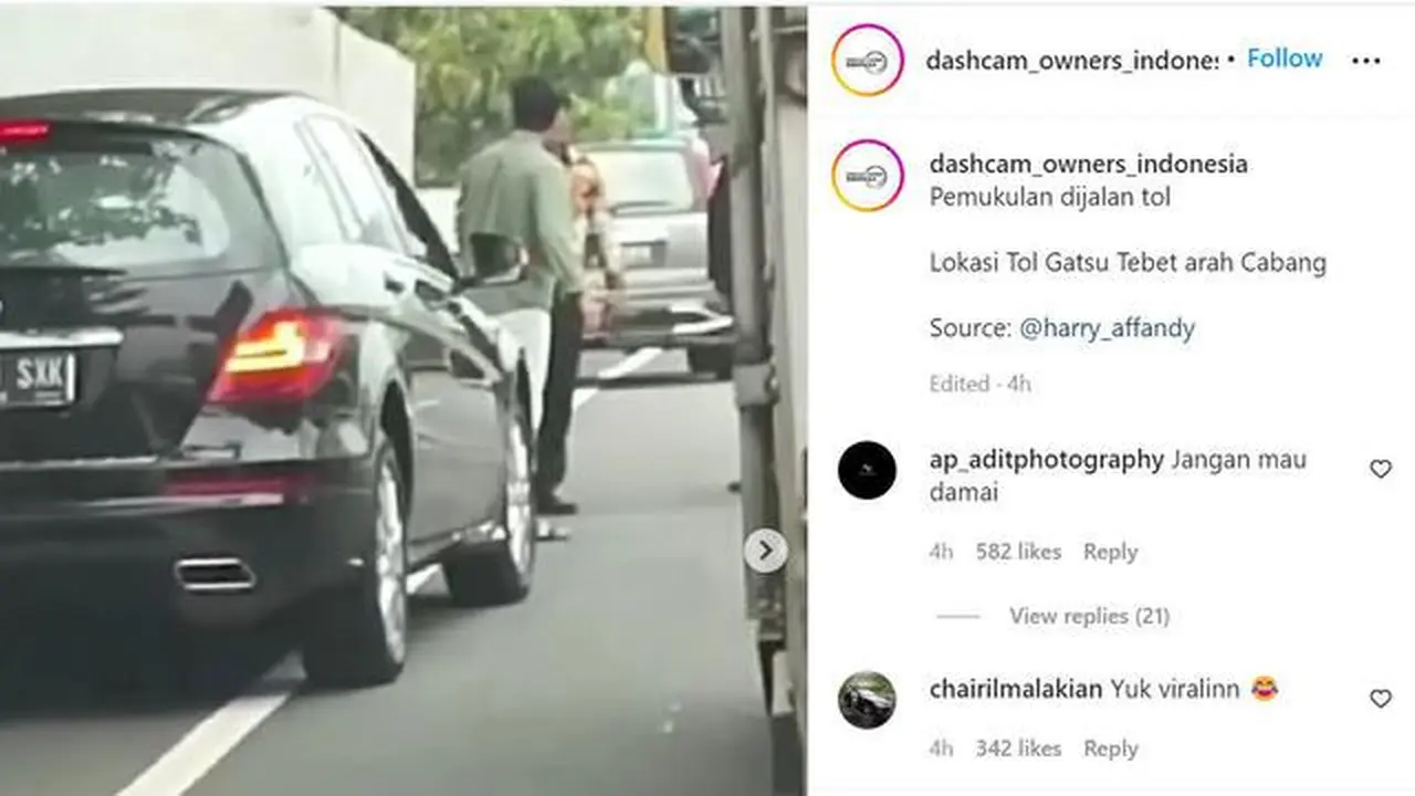 Pemukulan Justin Frederick oleh pengemudi berpelat RFH di Jalan Tol