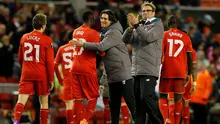 Liverpool menaklukkan FC Augsburg pada leg kedua babak 32 besar Liga Europa di Anfield, Liverpool, Jumat (26/2/2016) dini hari WIB. (Reuters/Andrew Yates)