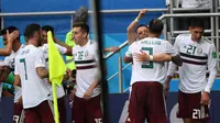 Timnas Meksiko menang 2-1 atas Korea Selatan pada laga lanjutan Grup F Piala Dunia 2018, di Rostov Arena, Sabtu (23/6/2018) malam WIB. (AFP/Khaled Desouki)