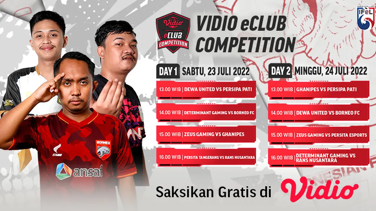 GRATIS di Vidio! Tonton Live Streaming Vidio eClub Competition 23-24 Juli 2022