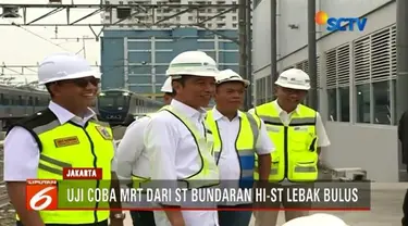 Presiden Jokowi jajal MRT dari Bundaran HI menuju Lebak Bulus didampingi Gubernur DKI Anies Baswedan. MRT ditargetkan beroperasi pada Maret 2019 dengan tarif Rp 8-9 ribu.