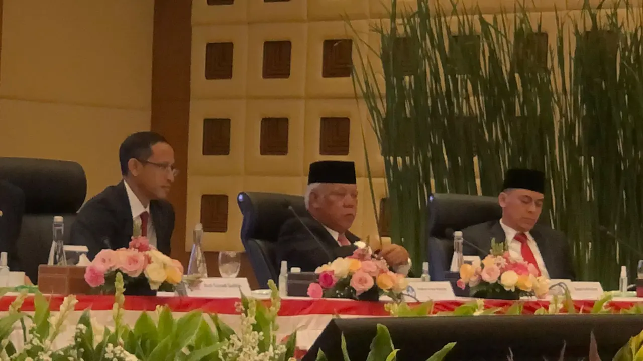 Menteri PUPR Basuki Hadimoeljono dalam konferensi pers RAPBN dan Nota Keuangan 2024, di kantor Direktorat Jenderal Pajak, Jakarta, Rabu (16/8/2023). (Tira/Liputan6.com)