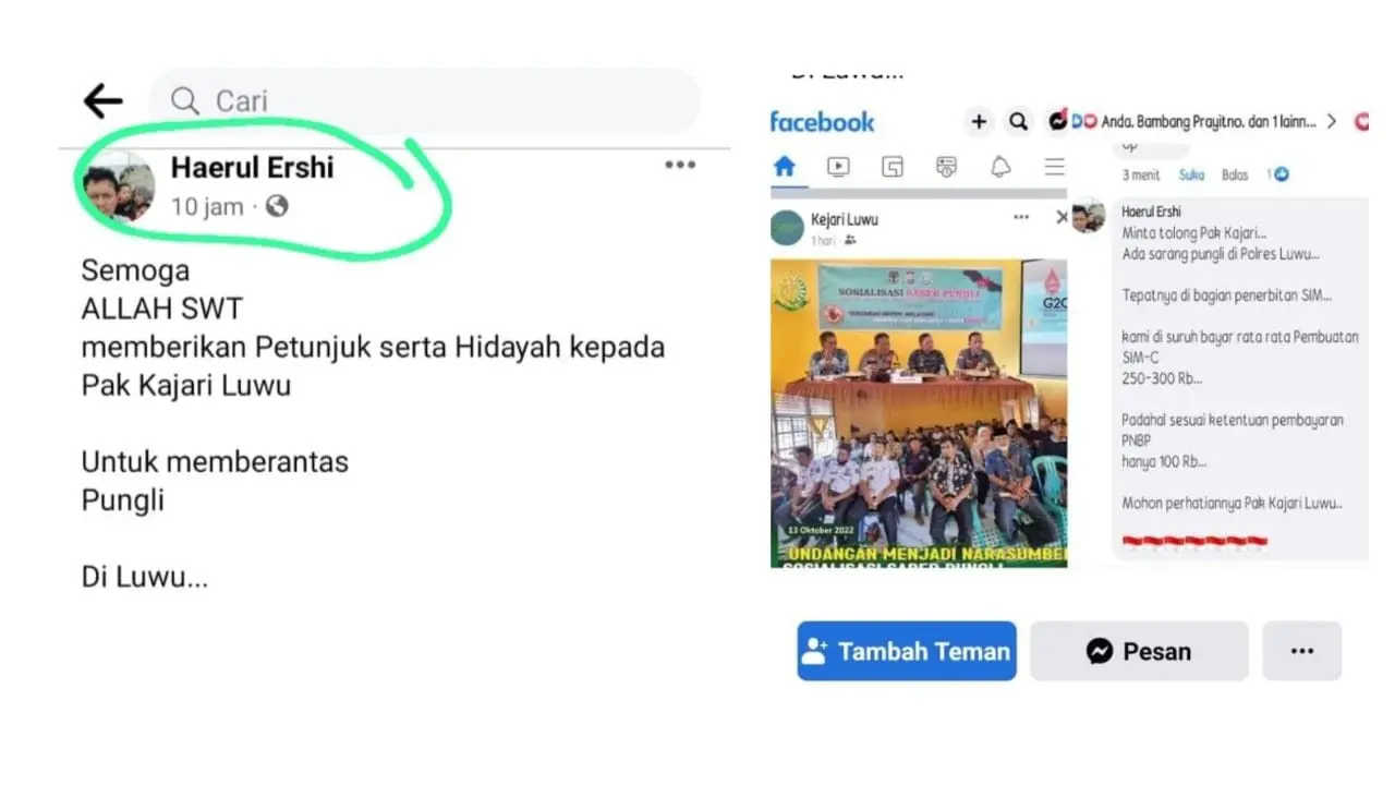 Tangkapan layar unggahan Aipda HR di Facebooknya (Liputan6.com/Istimewa)