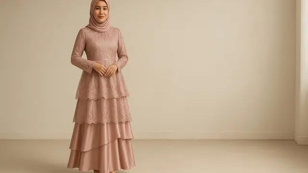 8 Model Gaun Pesta Muslimah Kombinasi Brokat dan Satin, Elegan dan Stylish