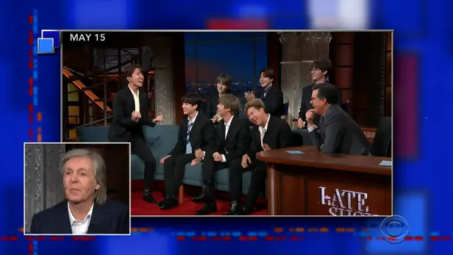 Paul McCartney melihat BTS menyanyikan penggalam lagu Hey Jude (YouTube/ The Late Show with Stephen Colbert)