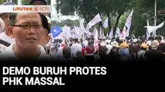 Tepat di Hari Lahir Pancasila 1 Juni, massa buruh menggelar unjuk rasa di Silang Monas, Jakarta Pusat. Mereka menuntut pemberantasan impor ilegal dan memprotes badai PHK massal.