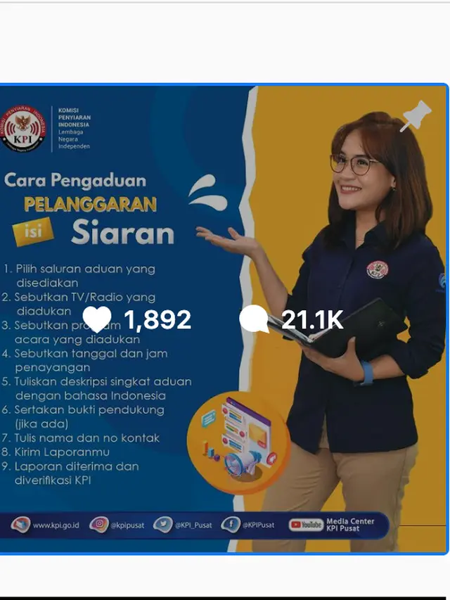 Unggahan sematan akun Instagram KPI Pusat yang kebanjiran seruan Biokot Leslar. (Foto: Dok. Instagram @kpipusat)