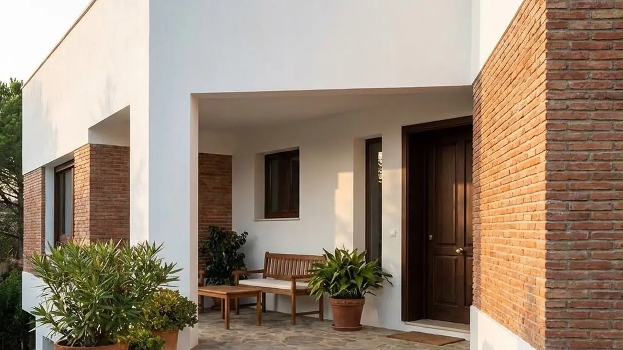 Warna Cat Teras Rumah Kombinasi Batu Bata Ekspos