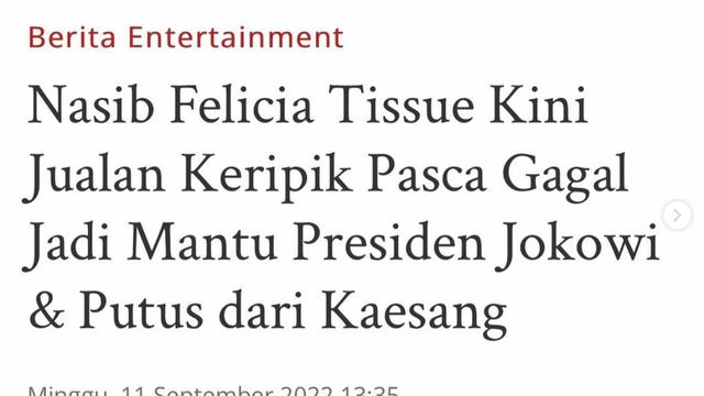 Judul berita Felicia Tissue jualan keripik yang bikin Meilia Lau naik pitam. (Foto: Dok. Instagram @meilia_lau)