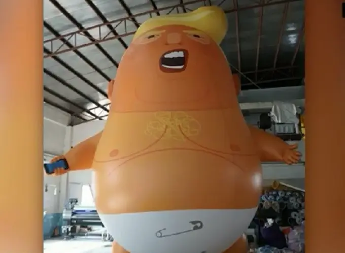 Balon udara raksasa bertema 'Bayi Trump' akan melayang di atas gedung Parlemen Inggris pada Jumat, 13 Juli guna menyambut kunjungan tiga hari Donald Trump ke Inggris. (www.crowdfunder.co.uk)