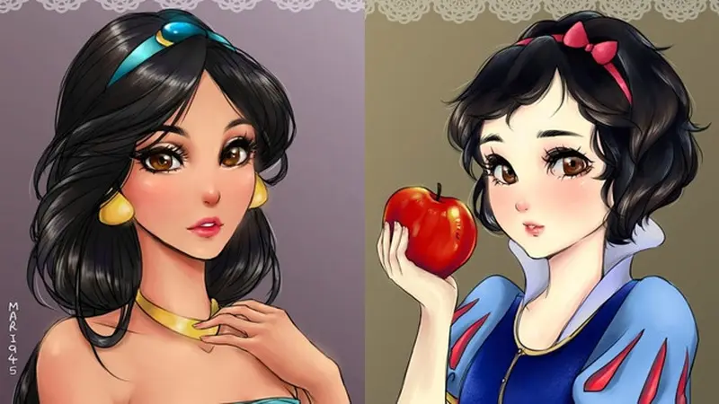 7 Karakter Putri Disney Ini Diubah Jadi Anime, Beda Banget