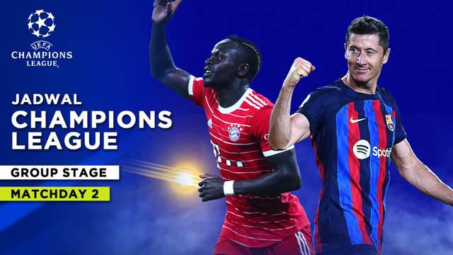Berita Motion Grafis Jadwal Liga Champions Matchday 2, Duel Raksasa Eropa Bayern Munchen vs Barcelona.
