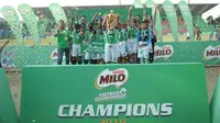 SDN 020584 Binjai berhasil menjadi tim terbaik MILO Football Championship Medan 2019 setelah mengalahkan SDN 101752 Kelambir Lima di babak final di Stadion Teladan, Medan dengan skor 2-1. (Ist)