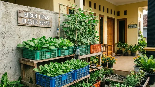 Inspirasi Berkebun Hemat Tanpa Membeli Pot Tanaman Keranjang Bekas