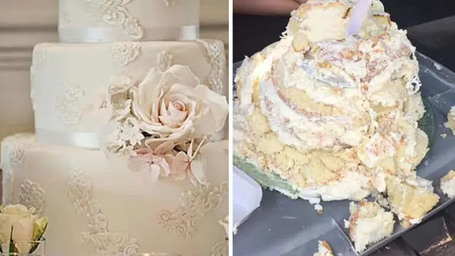 Kue pernikahan tak sesuai ekspektasi. (Sumber: boredpanda)