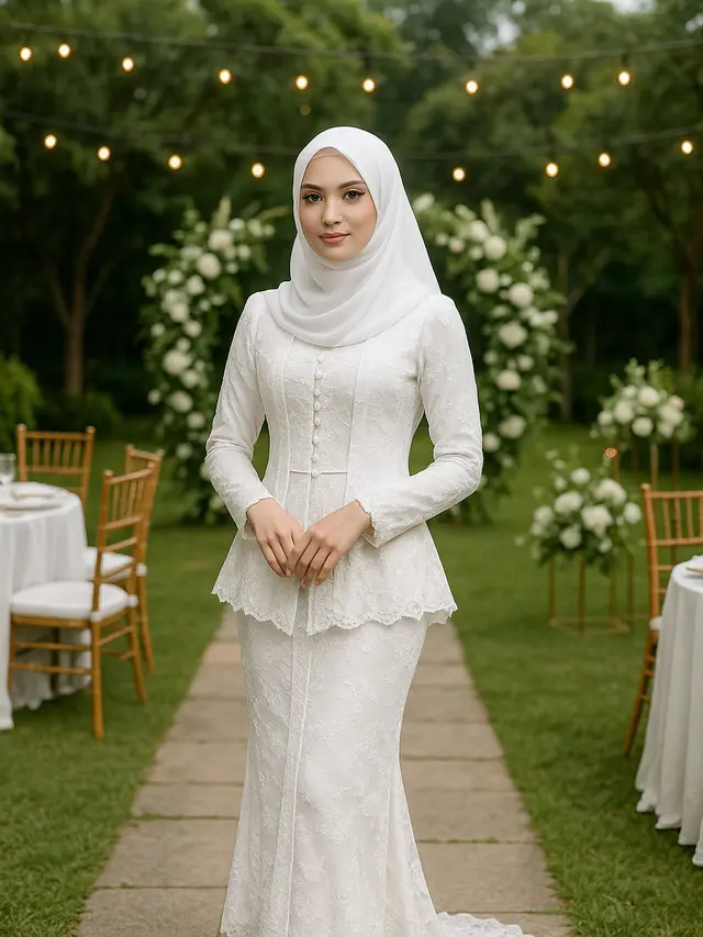Model Kebaya Islami Bernuansa Putih yang Anggun untuk Akad Pernikahan