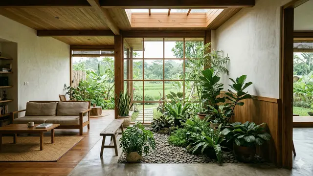 Rumah Japandi Tropis di Pedesaan Indonesia (Foto: Gemini AI)