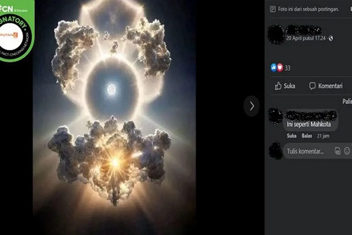 Gambar Tangkapan Layar Foto yang Diklaim Penampakan Gerhana Matahari di Manokwari, Papua Barat (sumber: Facebook).