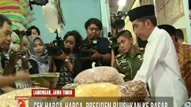 Cek Harga Sembako, Jokowi Sidak Pasar Sidoharjo Lamongan