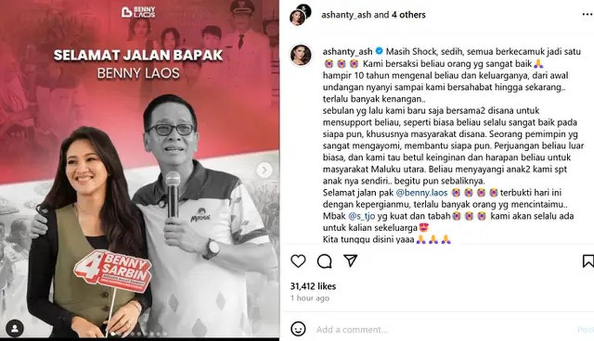 Ashanty Berdukacita atas Kematian Benny Laos, Cagub Malut yang Tewas Setelah Speedboat Meledak